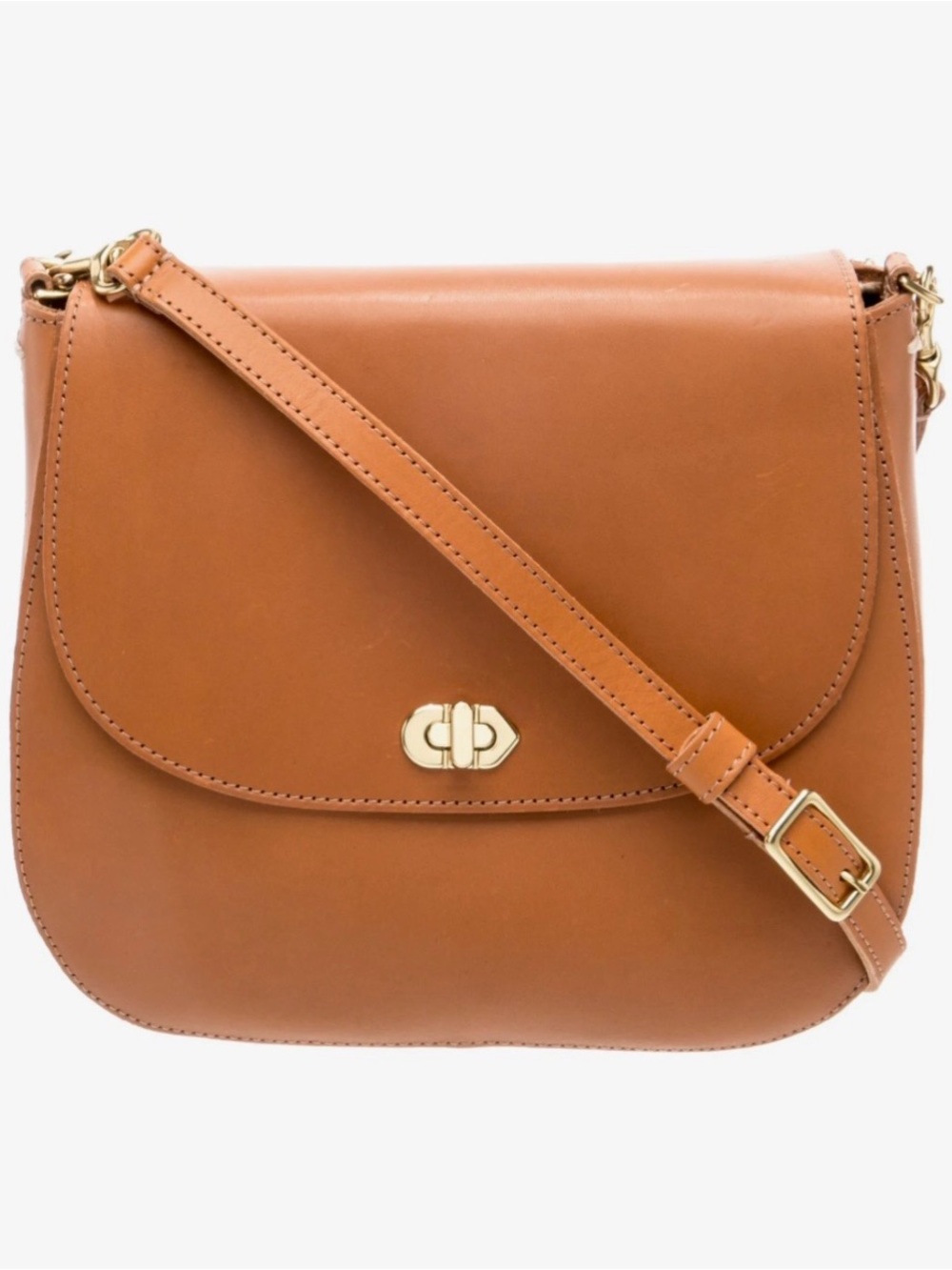 Clare V. TurnLock Louis curio Leather Saddle Crossbody Bag .  NWT.